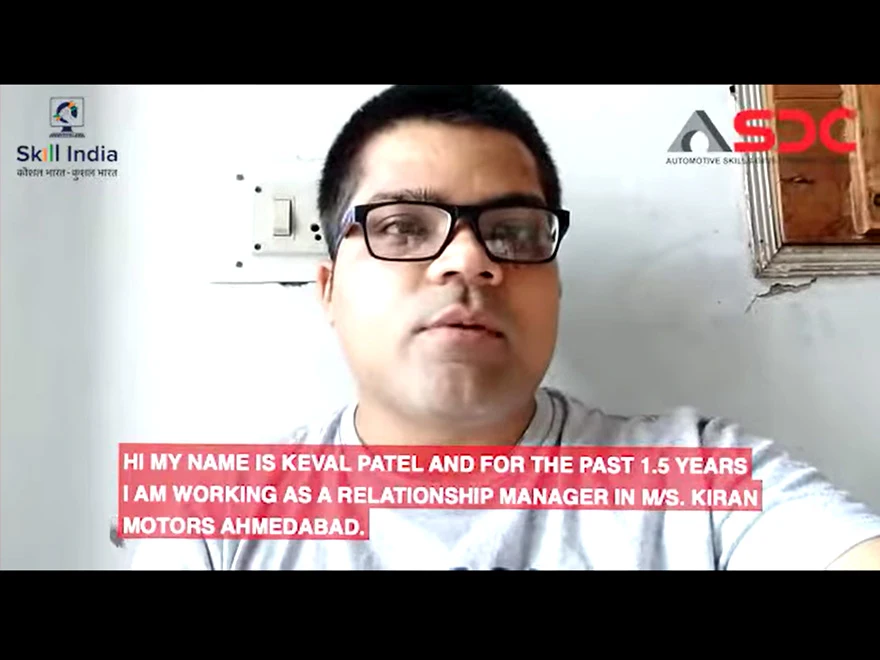 Keval Patel -kiran Motors Ltd, Ahmedabad, sharing his views on e-learning courses offered by ASDC